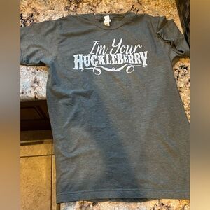 Custom tombstone T-shirt “ I’m your huckleberry”